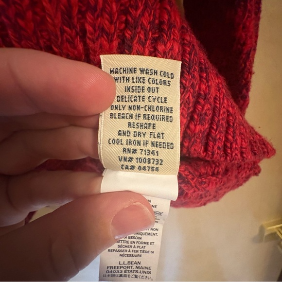 L.L.BEAN Cotton Roll Neck Sweater Red Maryl Sz M - Picture 7 of 8